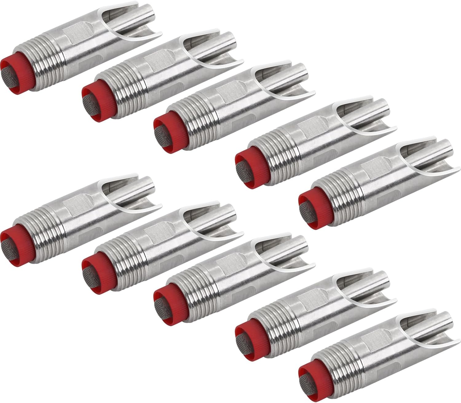 10PCS Pig Water Nippler Stainless Steel 1/2 NPT Automatic Animal Drinker Tool,Duck Mouth Shape Pig Feeder Drinker with Filter for Sows Piglets Drinking
