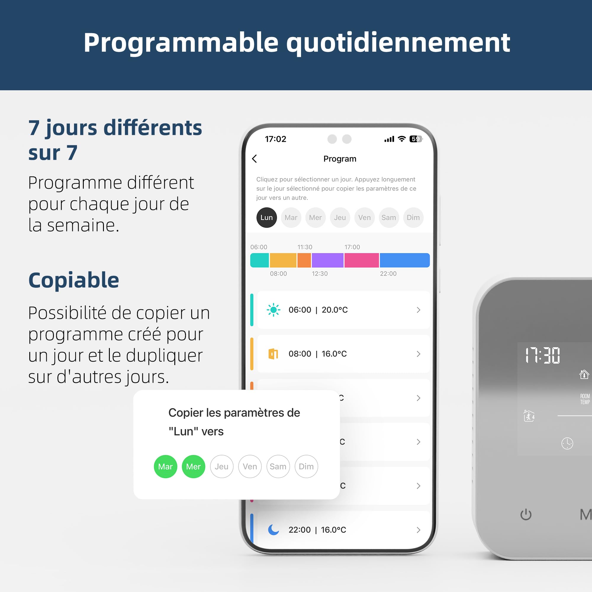 Beok Thermostat WiFi pour chaudières gaz et fioul,Thermostat Mural à 2 Fils,Programmation Quotidienne,Alimentation par Pile ou USB,Compatible avec Tuya Smart APP,Alexa