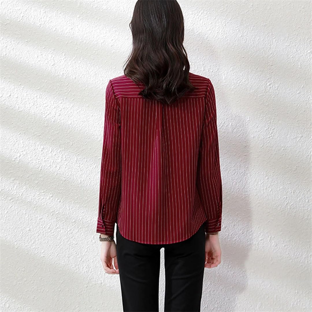 Camisas coreanas de manga larga a rayas para mujer, elegantes camisas formales de oficina