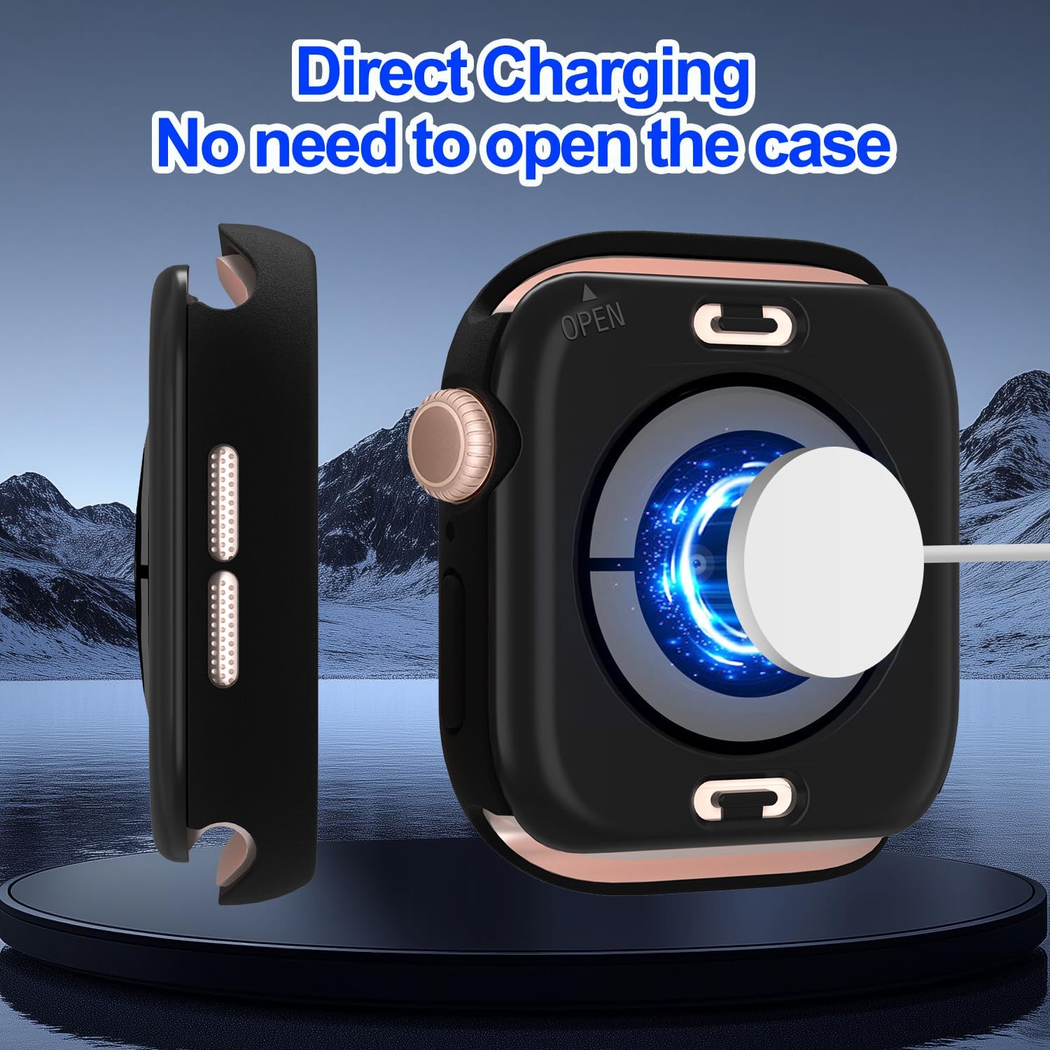 3 in 1 Waterproof Case for Apple Watch Screen Protector 46mm Series 10/Series 11,with Tempered Glass,[360° Protective Front and Back] PC Bumper Face Cover Compatible iWatch Accessories - Image 4