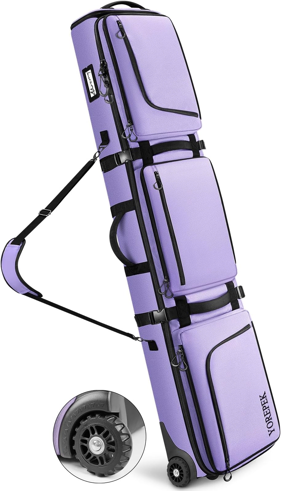 YOREPEK Padded Snowboard Bag with Wheels, Extendable Ski Bags for Air Travel Length up to 175cm,Snowboard Backpack with 6 Pockets for Ski Boots(up to US Size 13), Helmet, Accessories