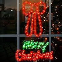 Vista 9 de Paquete de 2 decoraciones iluminadas de ventana de Navidad, luces de silueta de ventana de Navidad, decoración de lámpara de letrero de Navidad
