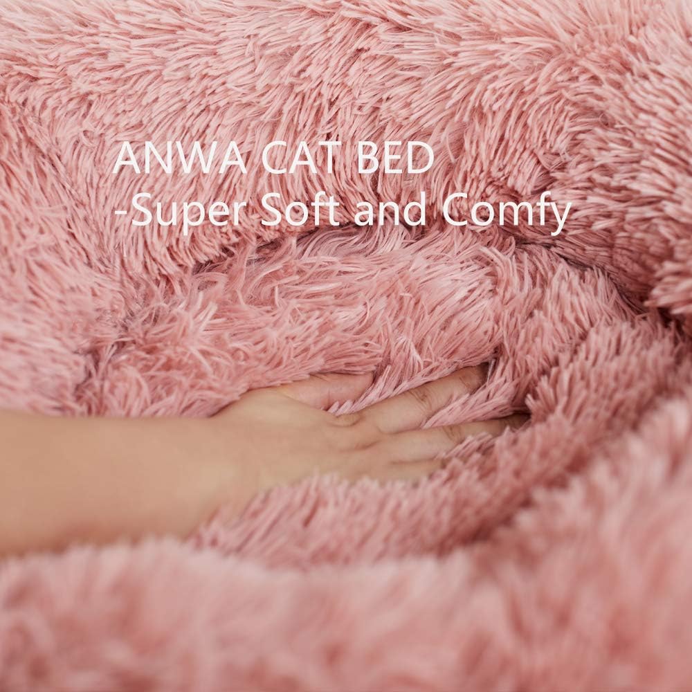 ANWA Cat Bed for Indoor Cats, Self Warming Cat Bed Washable