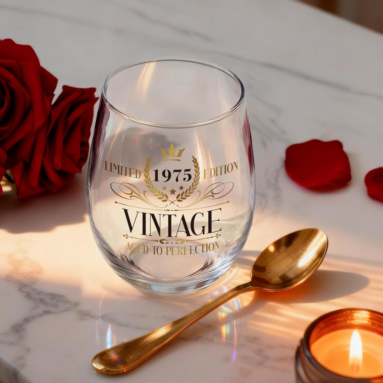 50th Birthday Glass Gifts for Women, Funny 15oz Vintage 1975 Wine glass for Her, Unique Turning Fifty Years Old Bday Decoration gift Ideas for her Him Family Mom Dad Husband Wife Friends -13 - Image 2