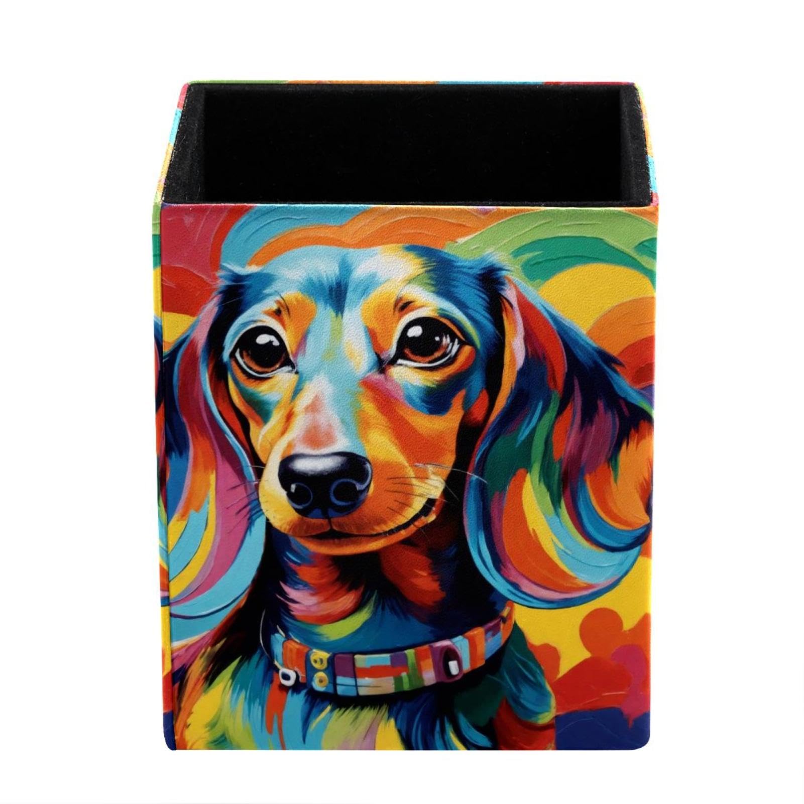 FWJZDSP Pen Holder for Desk, Colorful Dachshund Dogs Pencil Holder, Pen Cup Functional Desk Organizer for Office Supplies