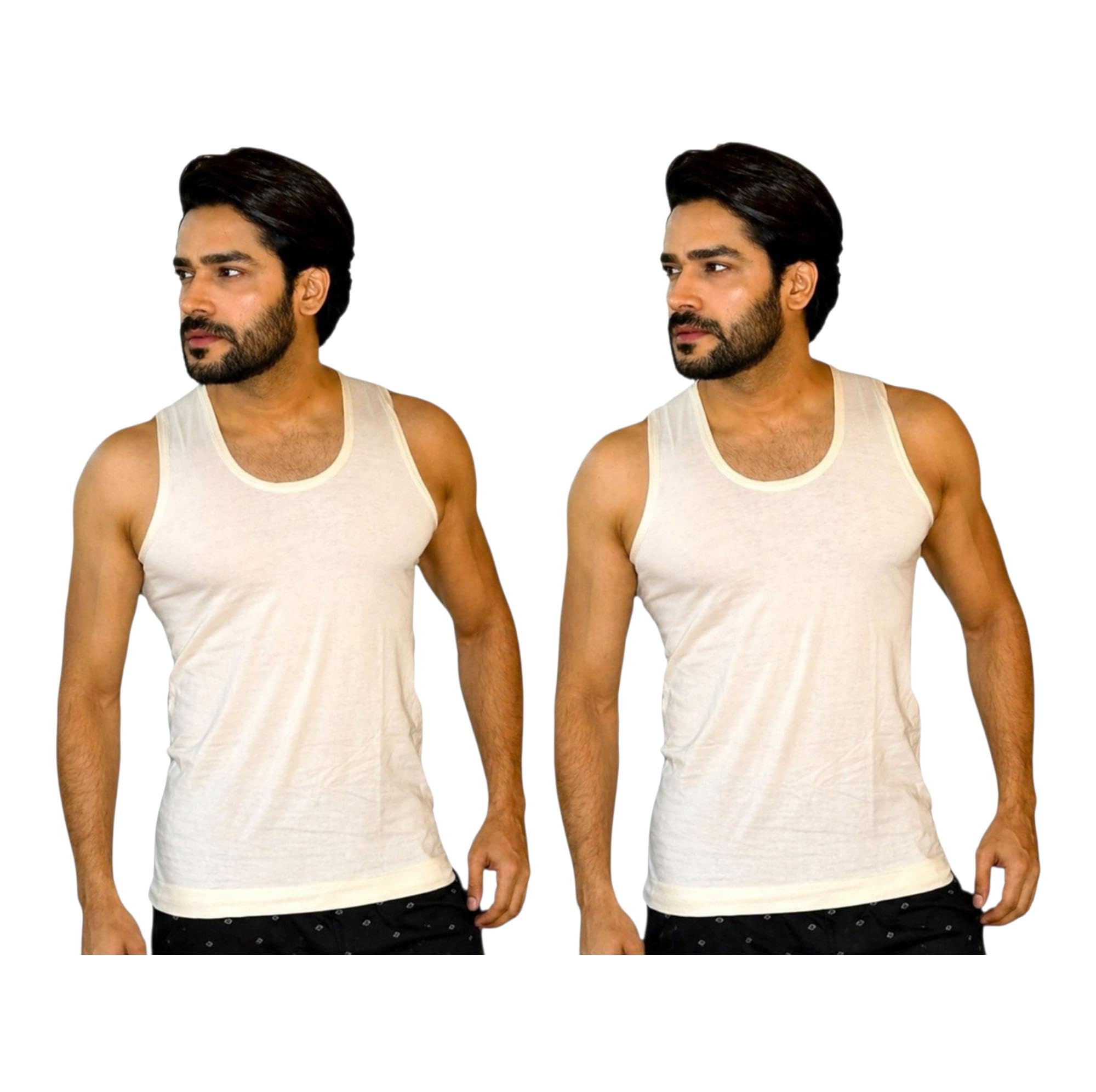 kothari Challenge Cotton Vest for Men, Beige, Thick, Sleeveless, Pack of 2-picture-43