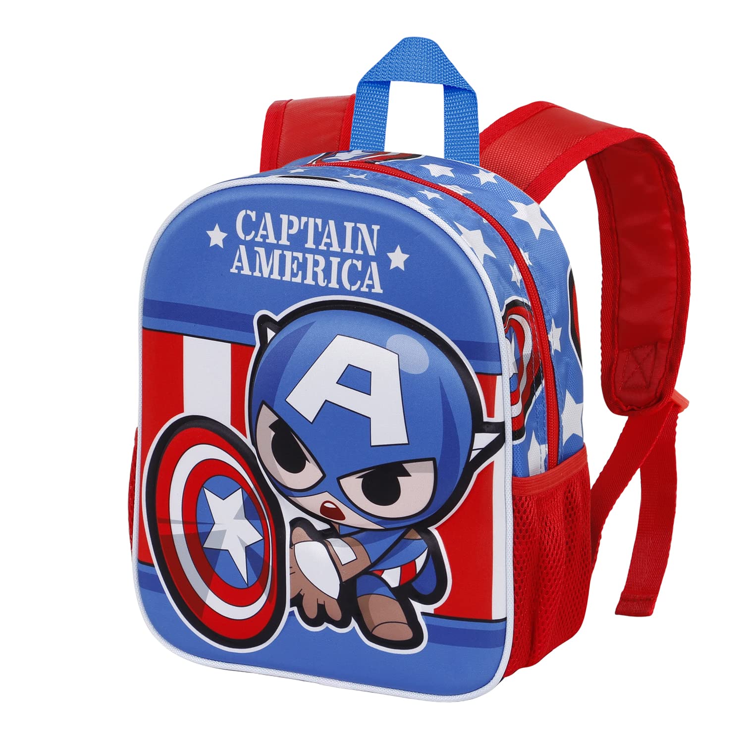 Marvel Capitán América Let's go-Mochila 3D Pequeña, Azul, 26 x 31 cm, Capacidad 8.5 L