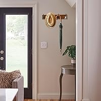 Vista 7 de Perchero Montado en la Pared, Perchero de Pared con 4 Ganchos Rústicos para Abrigos, Riel de Perchero de Madera de Fresno de 17" para Entrada