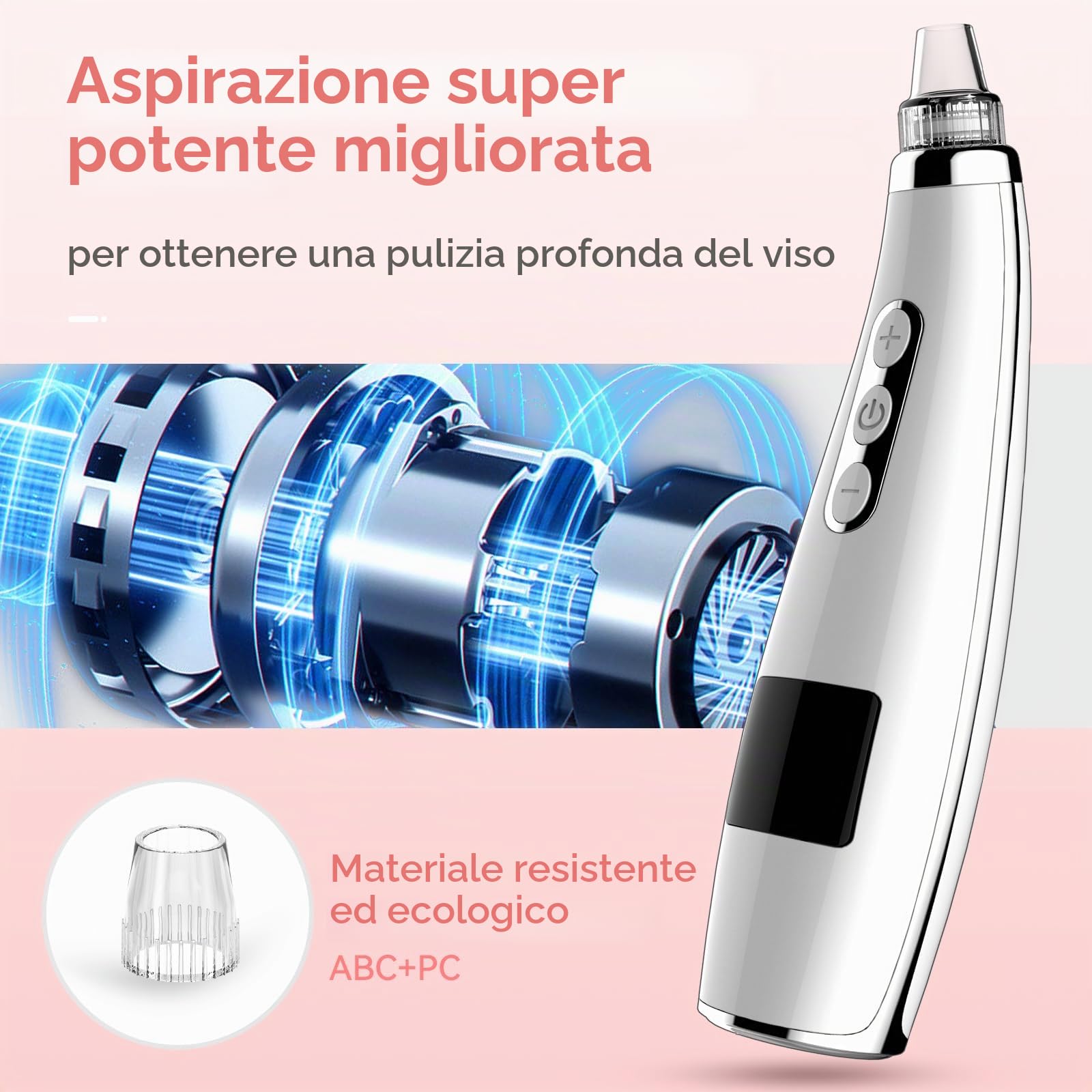 FREESHOW - Aspiratore per punti neri, pulizia dei pori del viso elettrica, estrattore di comedoni e punti bianchi - 5 livelli di aspirazione, 5 sonde, kit ricaricabile USB per donne e uomini