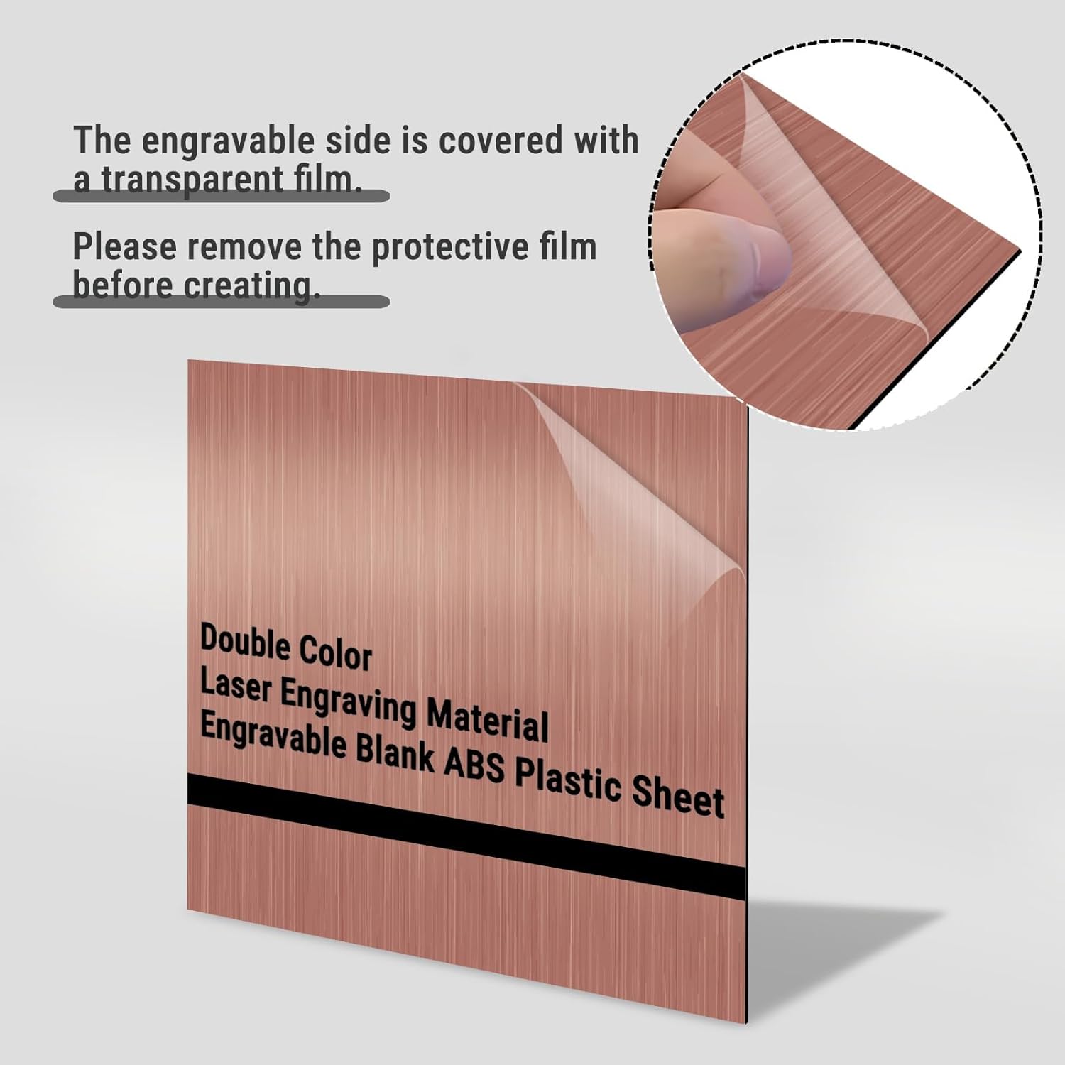 8 Pack ABS Plastic Sheet, 12'' x 12'' Laser Engraving Double Color Plastic Sheet, Moldable Sheet for DIY Craft Projects Handicrafts Sign Photo Frame Home Decor (Rose Gold)