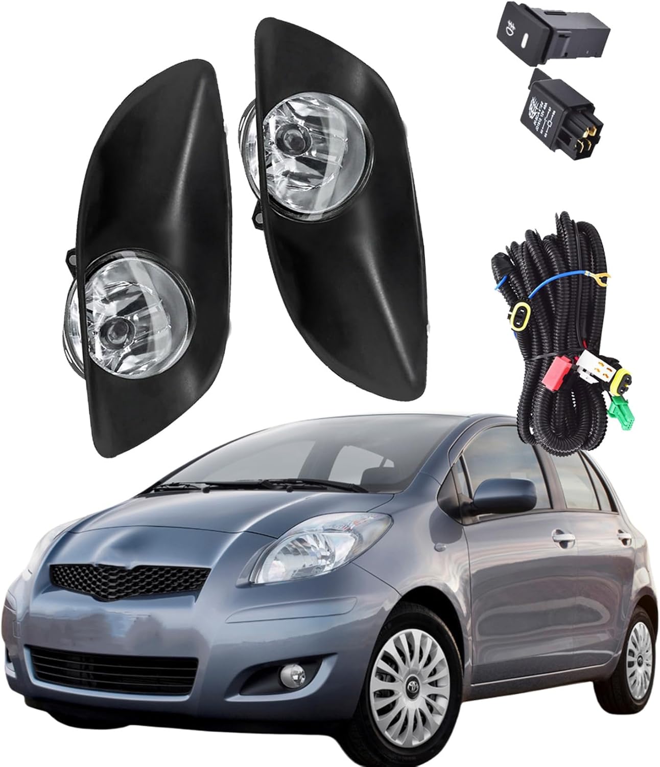 labwork Left Driver and Right Passenger Sides Pair Fog Lights Replacement for Toyota Yaris 2007-2011 Fog Lights Driving Lamps 812100D041 812100D042