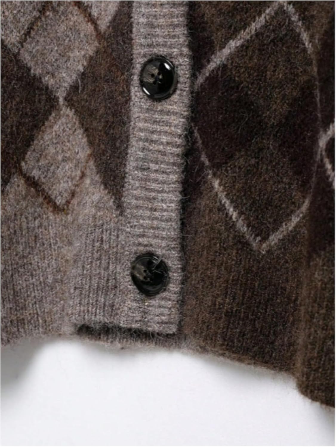 MakeMeChic Women's Chocolate Brown Fall Clothes Plaid Cardigan Sweater Crew Neck Long Sleeve Tops Teacher Outfits - Image 5