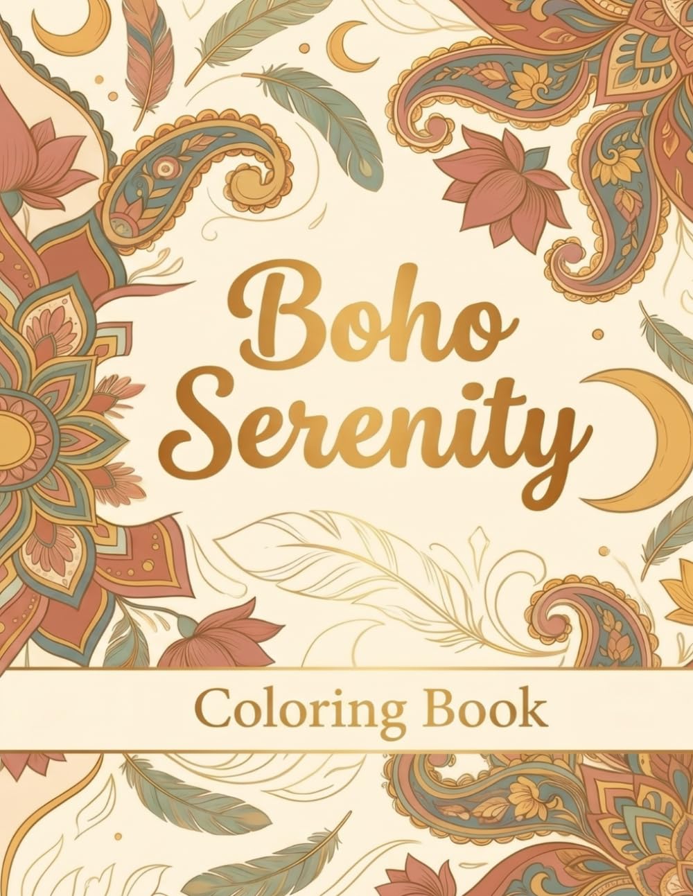 Boho Serenity: an Adult Coloring Book for relaxation: 46 Intricate Bohemian Mandalas, Feathers, Dreamcatchers & Animals for Relaxation and Stress Relief