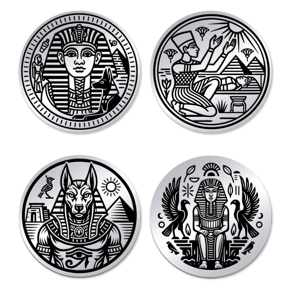 UNICRAFTALE 2Pcs 2 Styles Anubis Egyptian Challenge Coin Stainless Steel Double Sided Ancient Egyptian Decision Coins Metal Decision Maker Commemorative Coin Gifts for Men Women
