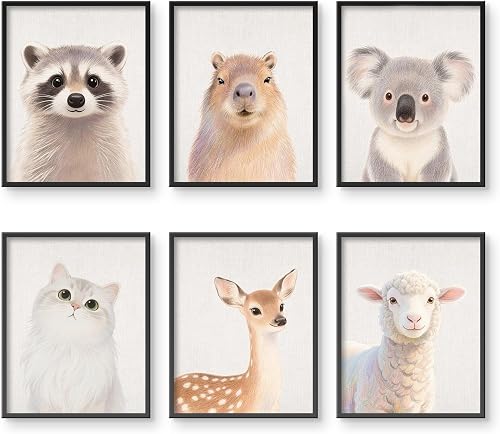 Baby Safari Nursery Wall Decor - Picture Cute Animal Wall Prints on Canvas, Unde