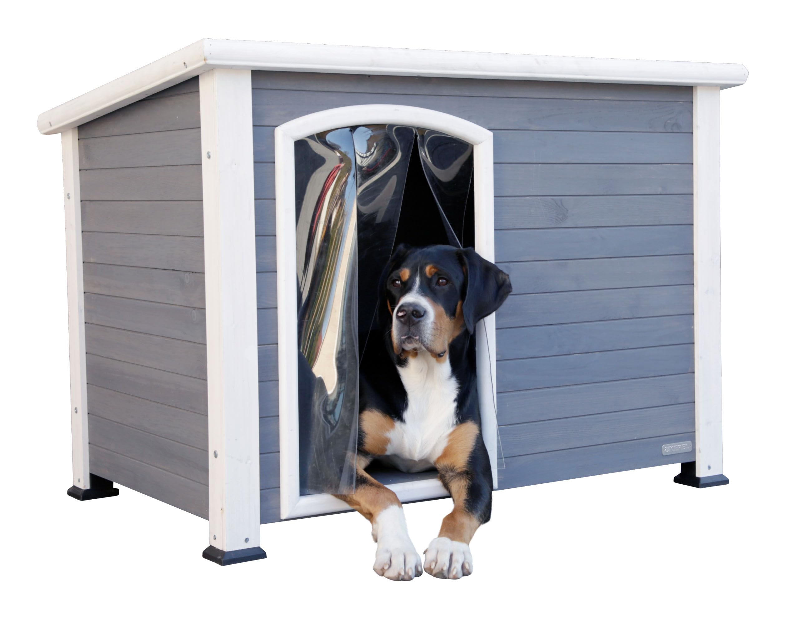 Kerbl Pet cuccia per cani Kenny, bianco/grigio, 113x77x81 cm, cuccia per cani, legno, cani