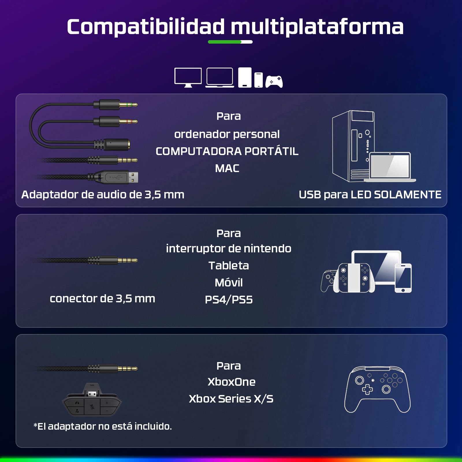 Fachixy FC200 Cascos Gaming para PS5, PS4, PC, Xbox One, Switch, Auriculares Gaming Cancelación de Ruido, Cascos con Microfono Estéreo Sonido, Cascos para PS5 con 3.5mm Jack con Luz RGB (PIEDRA Negra)