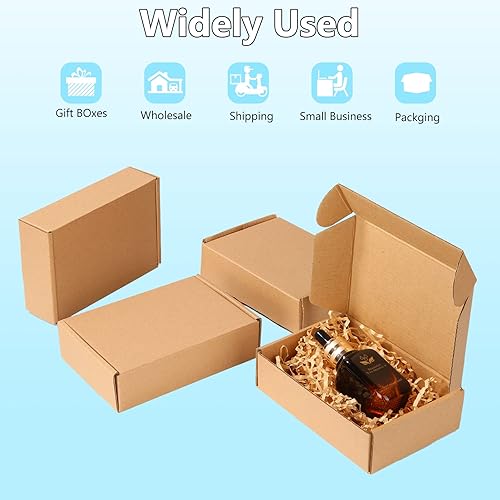 Miniatura 5 de Paquete de 50 cajas de envío pequeñas de 6 x 4 x 1.6 pulgadas, cajas pequeñas de cartón reciclable, cajas de embalaje marrones, cajas de correo para