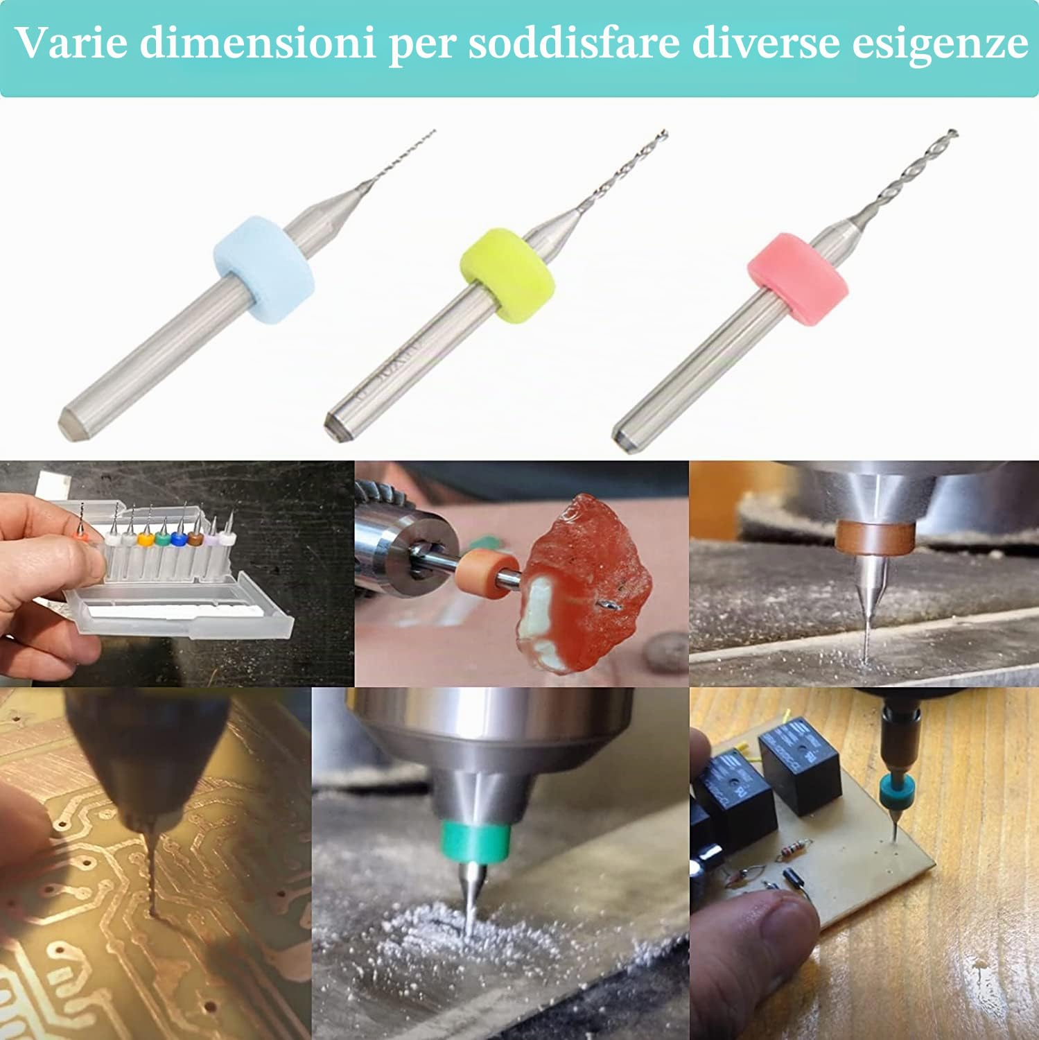Kit Mini Trapano a Mano 20 pezzi Punte da PCB Micro,Mini Trapano 0,1mm a 1,0mm e 1,1mm a 2,0mm Punte Elicoidale Twist Drill Bits per Utensili Foratura Modellismo