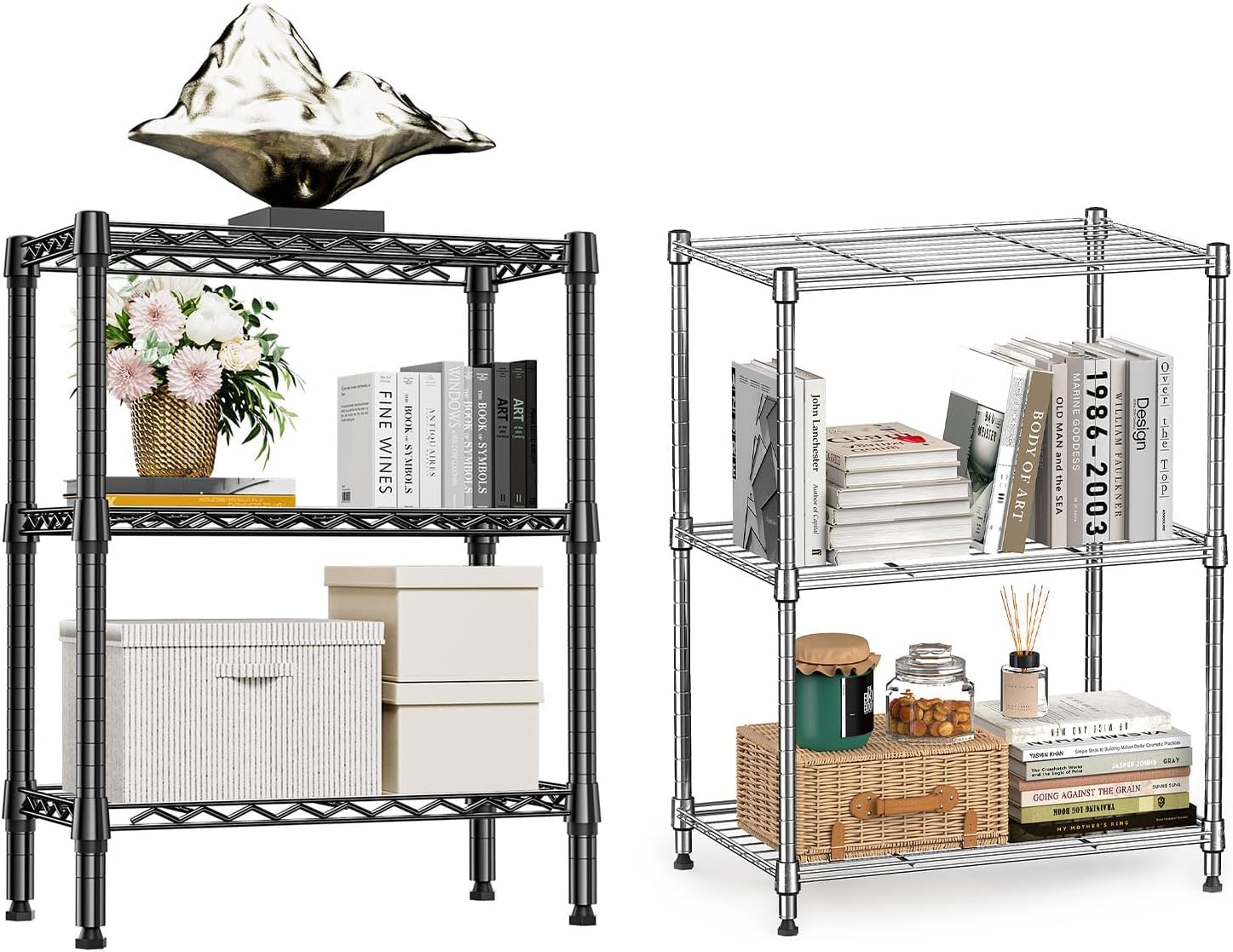 M MZG Estantería Metálica, Baldas Ajustables, para Cocina, Baño, Despensa y Oficina,Estudio