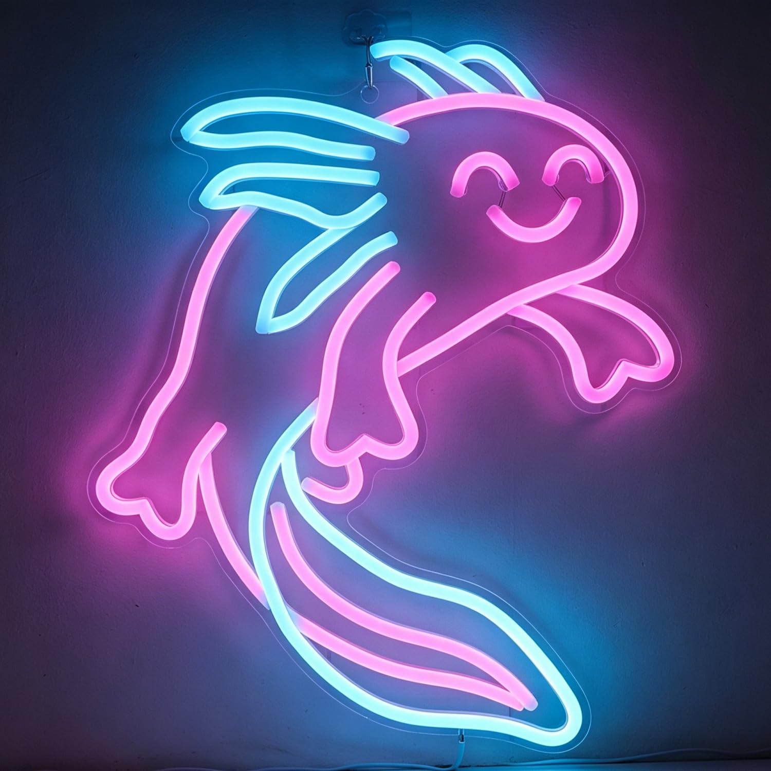 Axolotl Neon Sign Cute Dimmable Led Axolotl Neon Lights for Home Decor & Ambiance, USB Powered Light Up Fish Neon Signs for Fish Shop Bedroom Living Room Restaurant Office 13.19”x10.43”