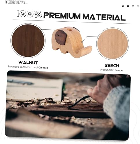 Miniatura 8 de STOBOK Lindos accesorios de escritorio de oficina Soporte de teléfono celular Animal Elefante Decoración Woodsy Animales de madera Soporte para
