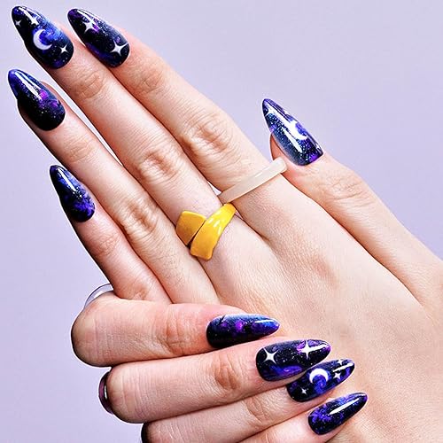 Miniatura 2 de GLAMERMAID Uñas postizas a presión de almendra, uñas postizas de gel con diseño gótico, 24 uñas adhesivas, uñas acrílicas reutilizables, juego de