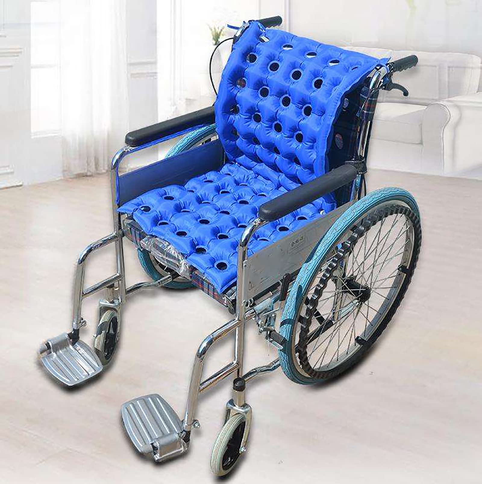 Cojín de asiento antiescaras, cojín de asiento inflable de aire postrado en cama, con respaldo Cojín de silla cómodo para silla de ruedas, transpirable e impermeable, para ancianos, discapacitados,