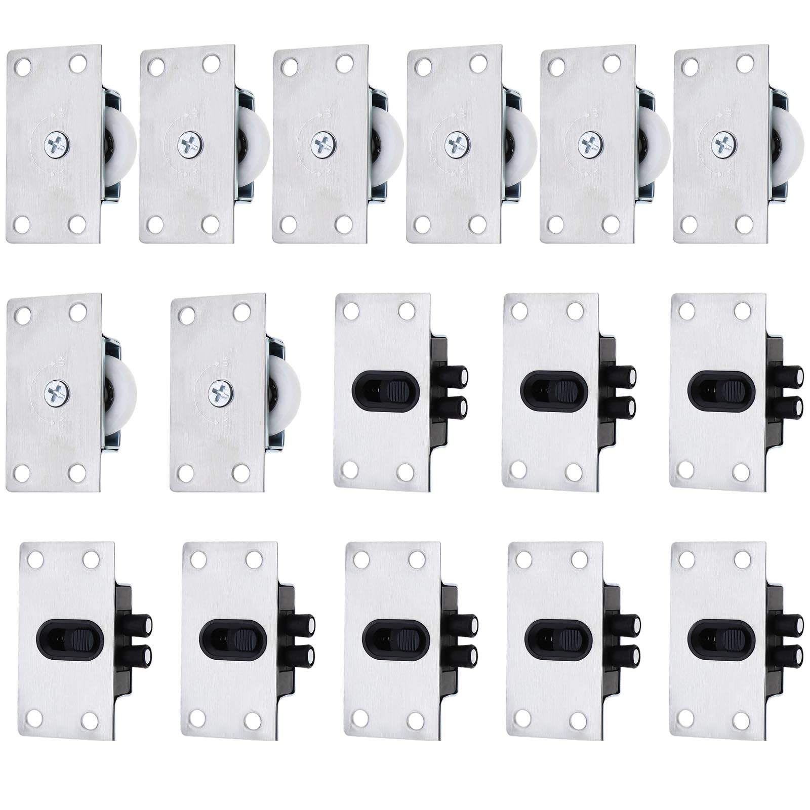 Emsea 16Pcs Sliding Door Wheels Replacement Sliding Door Roller Furniture Wardrobe Roll Rollers Furniture Accessories For Cabinets Wardrobes 58X30mm Roller Diameter 24Mm