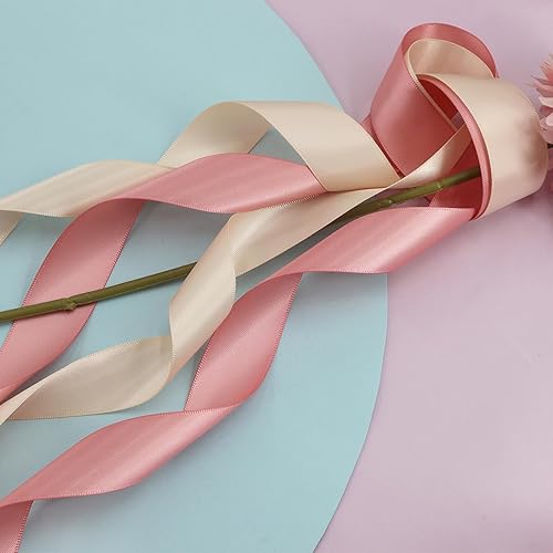 Miniatura 6 de BAORJCT Cinta de satén rosa de doble cara para envoltura de regalos, cinta de regalo de boda, baby shower, niña, día de la madre, 6 colores, cinta