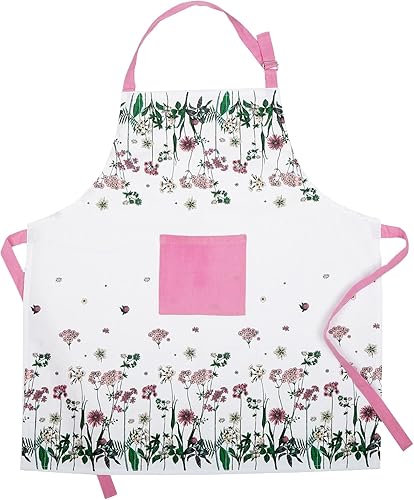 Miniatura 10 de NAQSH Delantal de algodón con bolsillo, correa ajustable para el cuello y lazos largos, delantales de chef para hombres y mujeres, ideal para