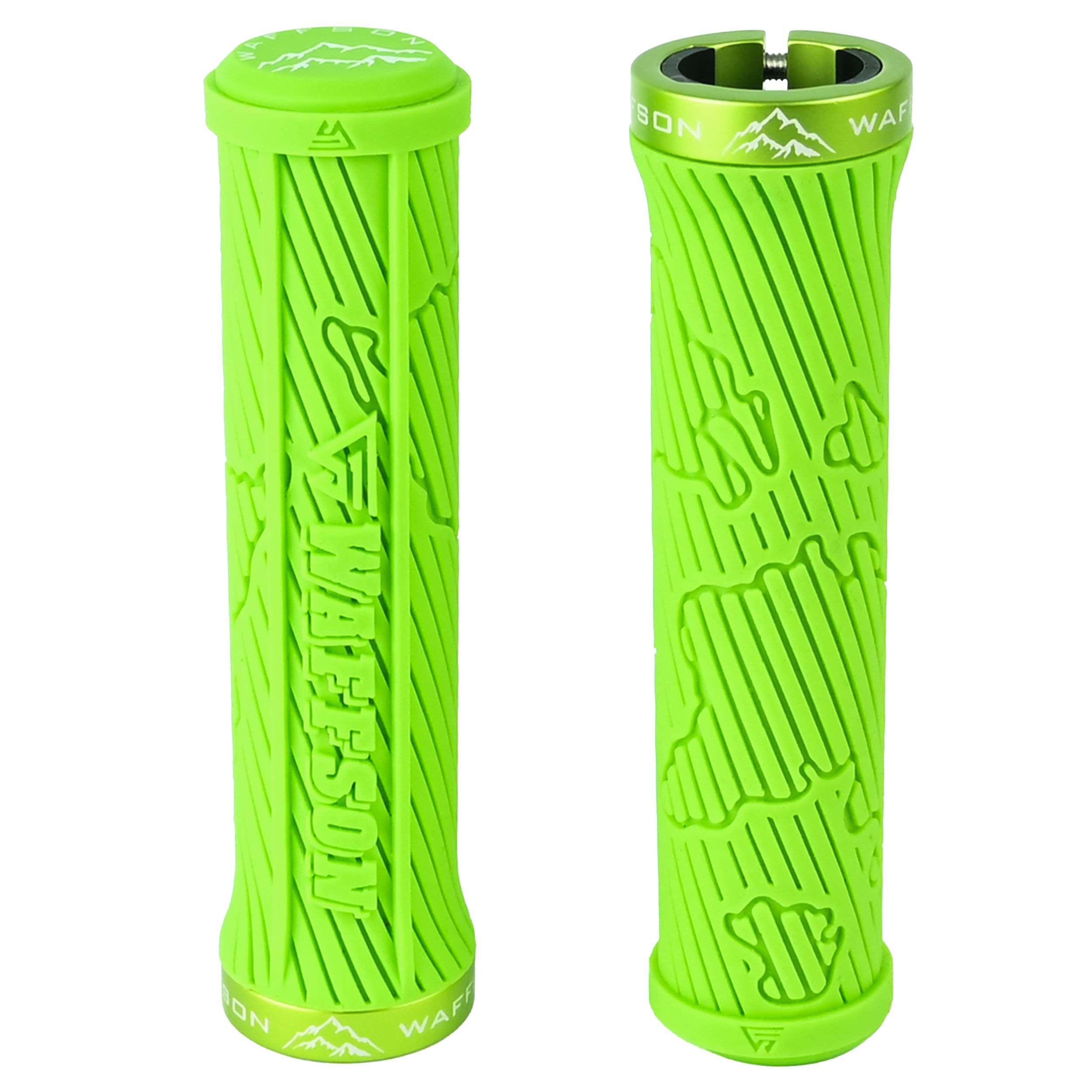 WFS World Map MTB Lock-on Grips - Pojedynczy zacisk Ergonomiczny antypoślizgowy uchwyt na rower górski - Komfortowe wibracje do szlaku, Enduro, Downhill - Zielony