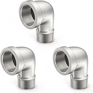 ChillWaves 304 Stainless Steel Pipe Fitting, 90 Degree Elbow 1" NPT Male x 1" NPT Female Thread Adapter(3-PACK)