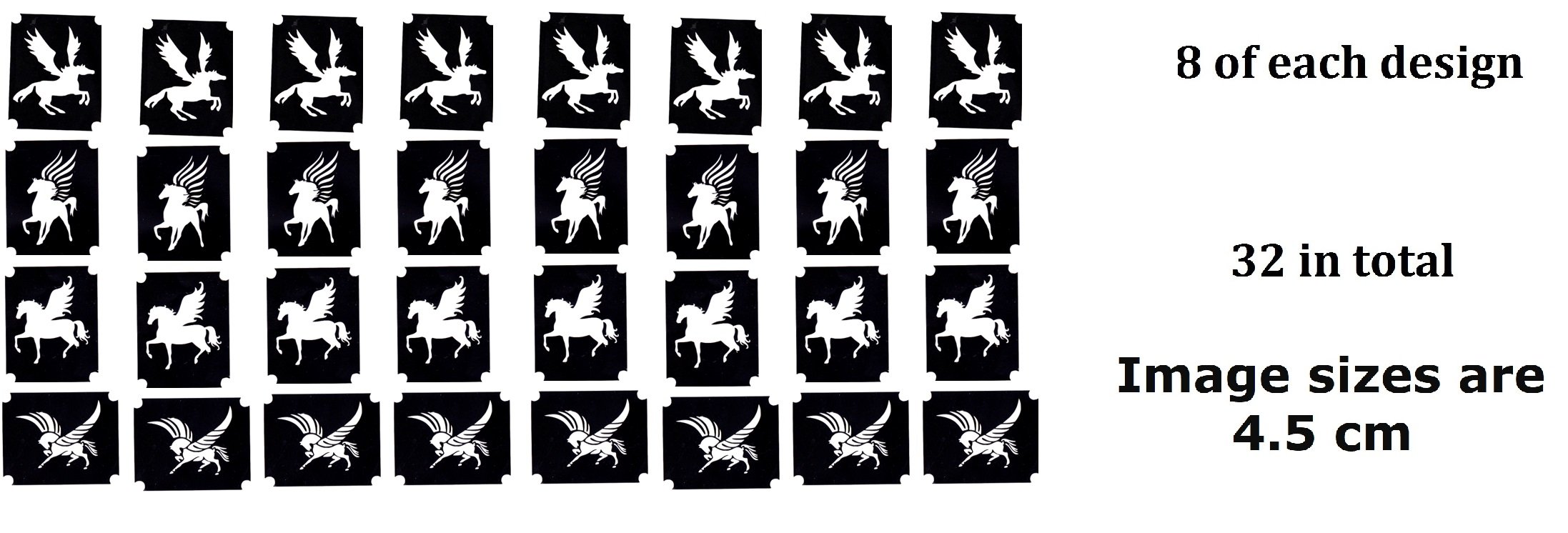 Pegasus winged horse Collection (Pegasus Tattoo Body Art Stencil)