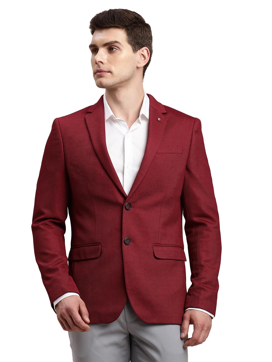 Men’s Cotton Blend Dobby Structured Casual Blazer | Tailored Fit | Lightweight Smart Casual Blazer for Office