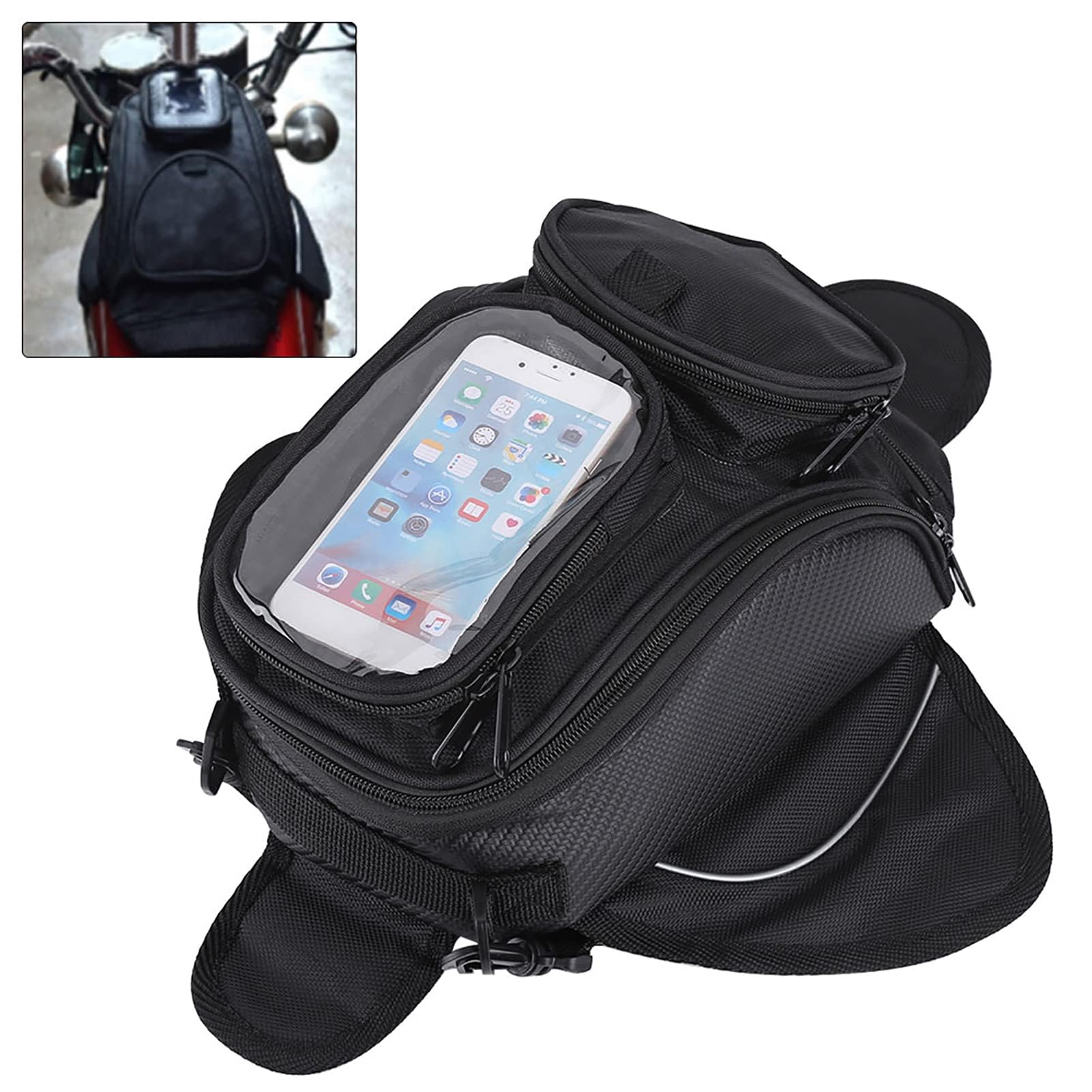 Sacoche de Réservoir de Moto Universelle, Sac Etanche Moto Sacoche de Réservoir de Carburant Magnétique étanche et Solide pour la Pratique de la Moto sur de Longues Distances Noir