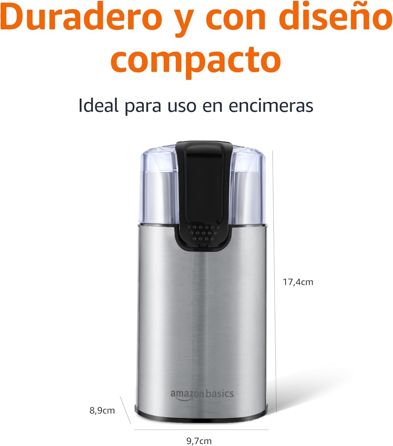 Amazon Basics Molinillo de café eléctrico, acero inoxidable