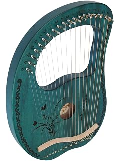 Dilwe Mahogany Harp, 16‑String 16‑Tone Tunable Lyre with Tuning Wrench Portable Musical Instrument Cristmas Birthday Present Gifts