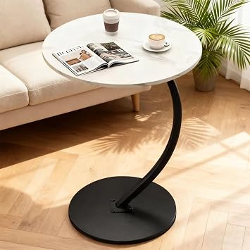 LBFXQ Side Table, Round, Width 40xDepth 40xHeight 58 cm, Side Table, Stylish, C-Shape, Coffee Table, For Single Living, Dining Table, Water Resistant, High Temperature Resistant, Stable, Good Load