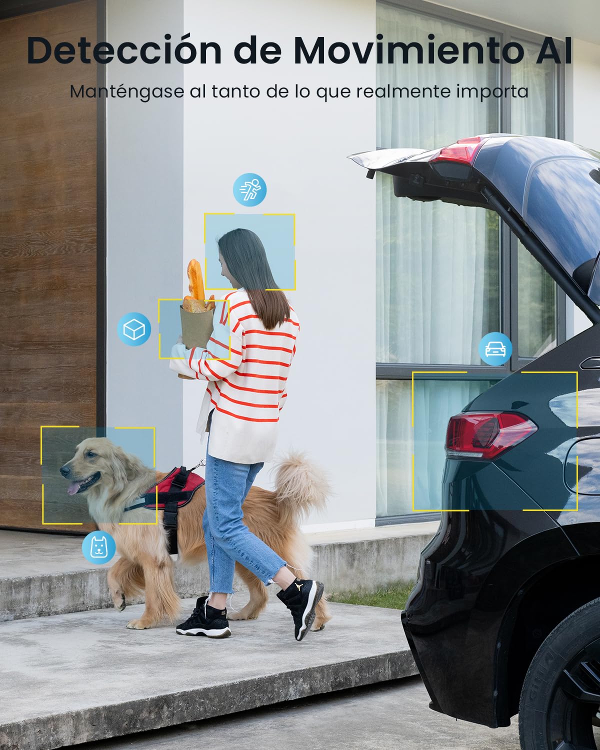ieGeek 2K Camara Vigilancia WiFi Exterior Solar, Cámara de Seguridad sin Cables con Panel Solar Integrado, Visión Nocturna en Color, WiFi 2.4GHz, PIR Movimiento Detección, Audio Bidireccional