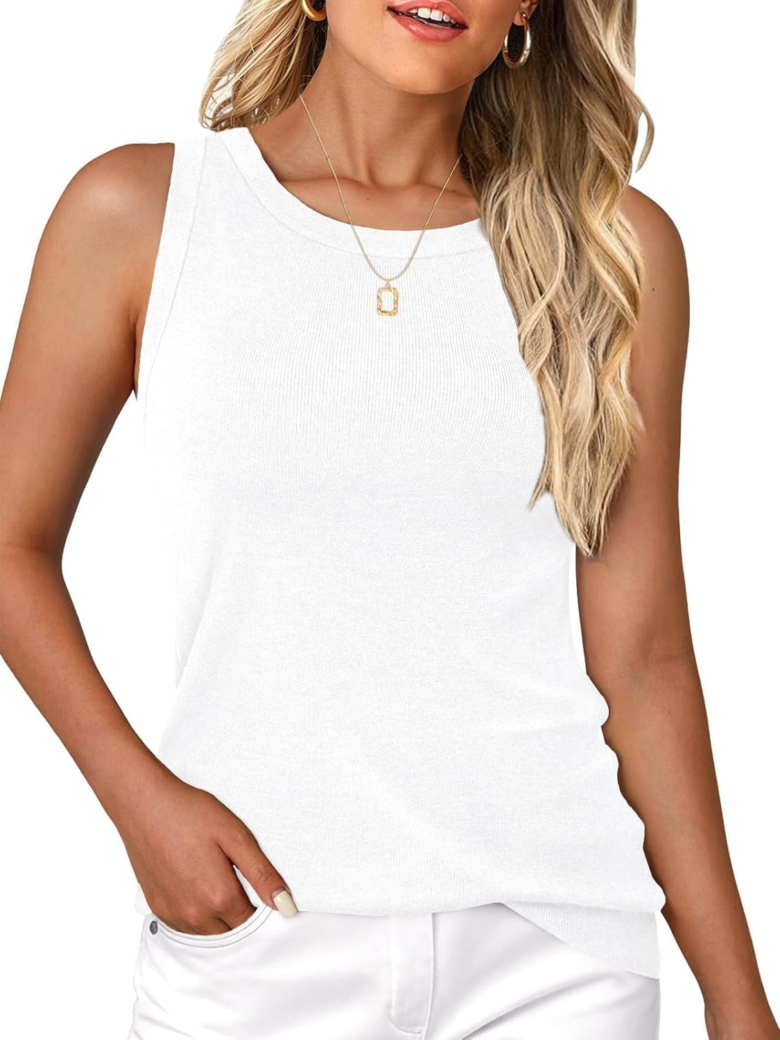 Women’s Wool Blend Knit Tank Tops Sleeveless Vest Crew Neck Soft Sweater 2025