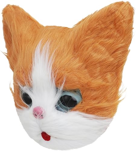 Miniatura 6 de GREUS Máscara de cara completa de gato de felpa de Halloween, divertida máscara peluda para cosplay, disfraz realista para fiestas, accesorios de