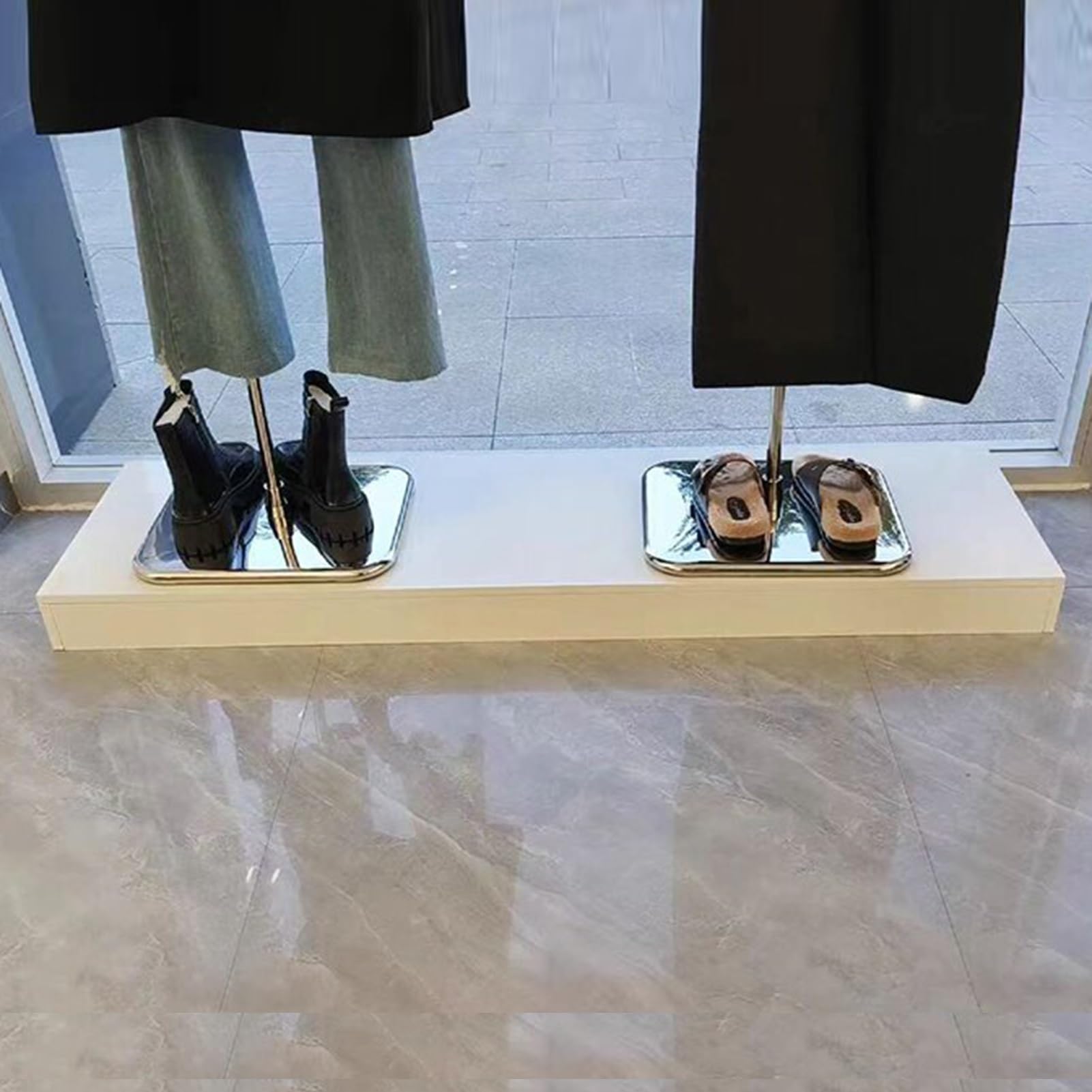 Pedestal de exhibición de maniquí blanco grande - Base cuadrada para tienda de novias, ideal para catering, postres, figuras de joyería y artículos de colección - 150 x 50 x 10 cm (Negro 30 x 30