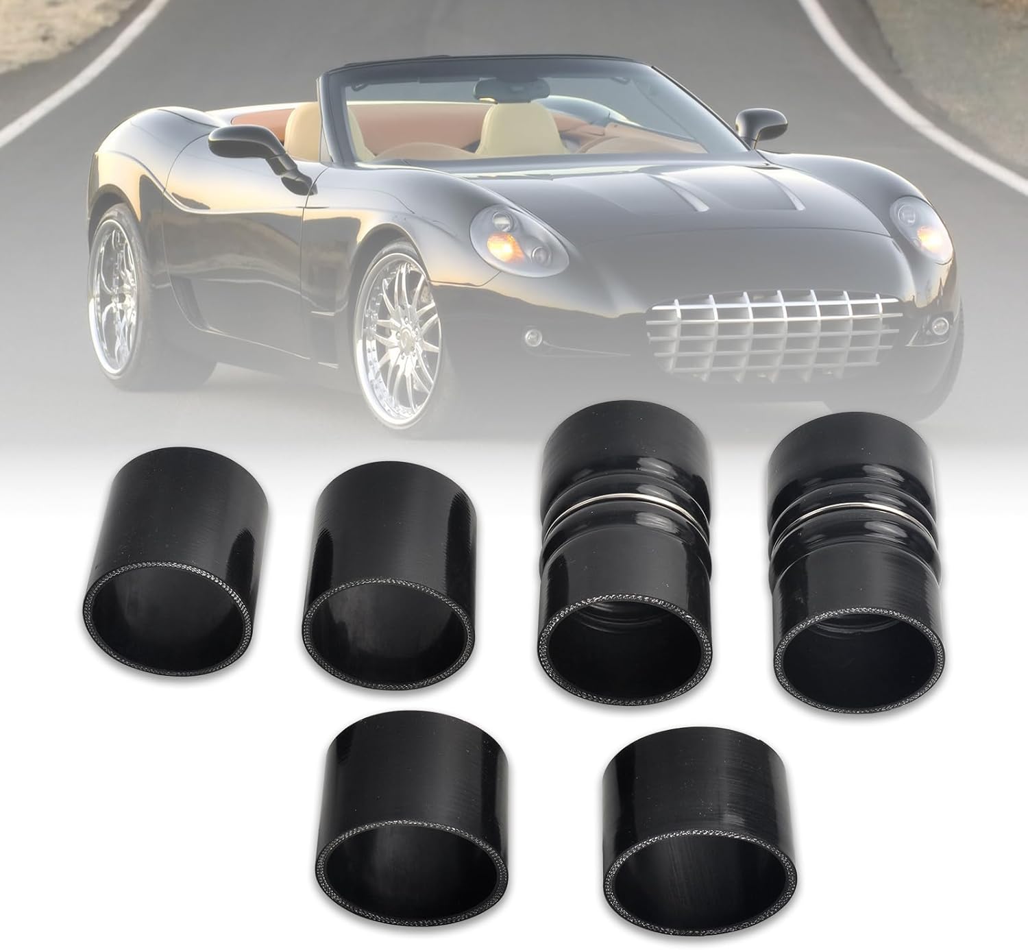 Turbo Intercooler CAC Hose Boot Kit with T Bolt Clamp Compatible with Ford F250 F350 7.3L Diesel 1999-2003 (Black)