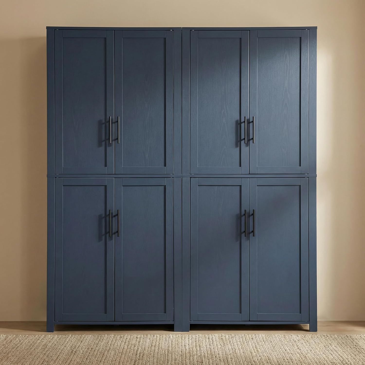 Casaphoria Kitchen Pantry Cabinet, 67" Tall Freestanding Kitchen Cabinet with 4 Adjustable Shelves, 28" W Storage Cabinet for Kitchen Pantry Organization (Navy Blue, Set of 2)