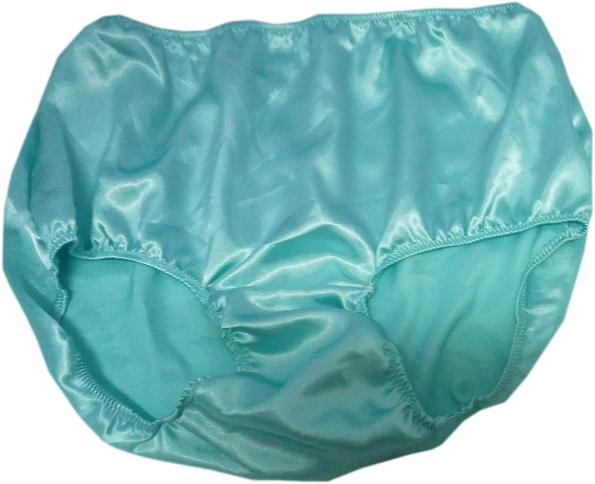 PSLBL Light Blue Satin Women Knickers Underwear Panties Sissy Briefs Vintage Style