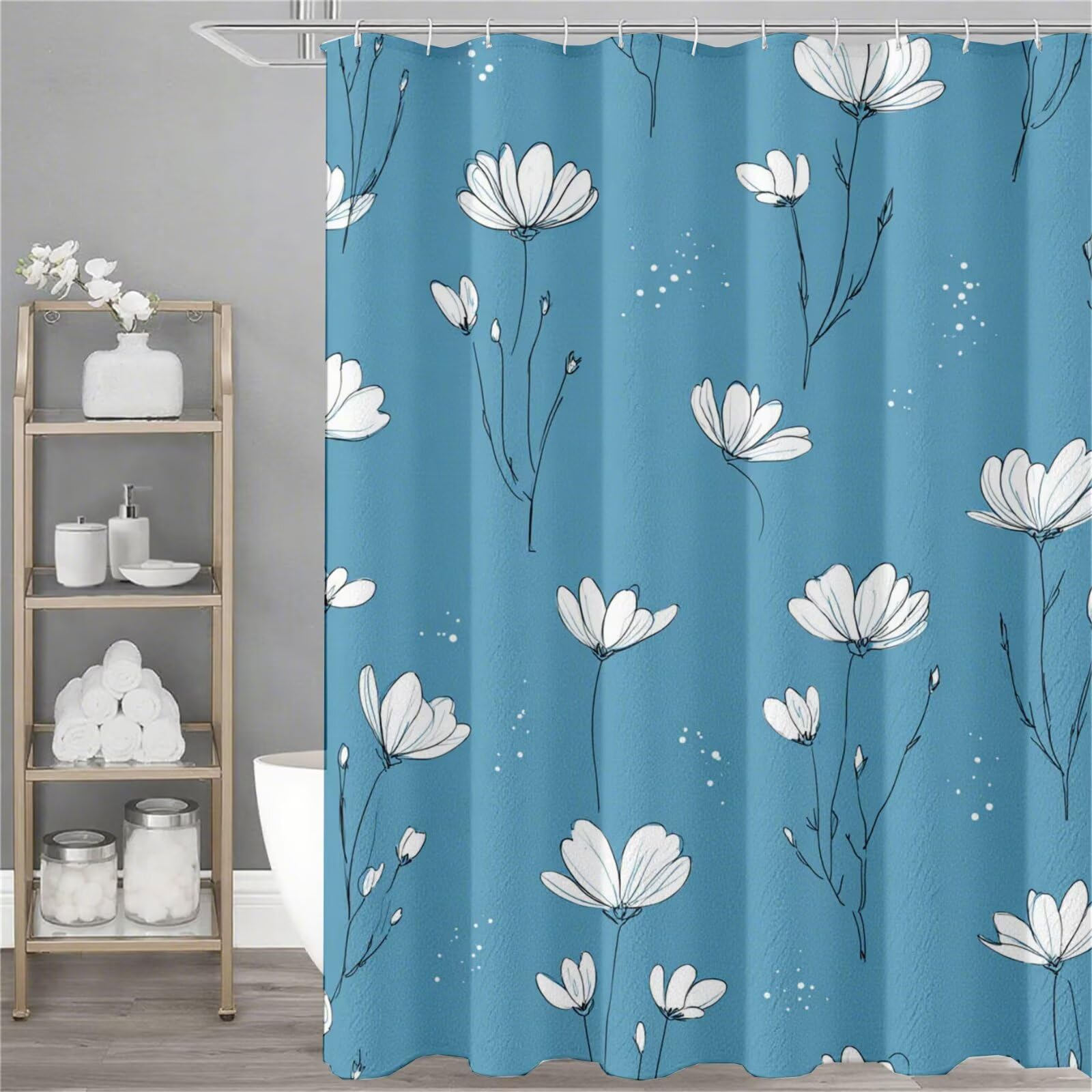 Rideau douche imperméable anti-adhérence 150x180 avec ourlet lesté