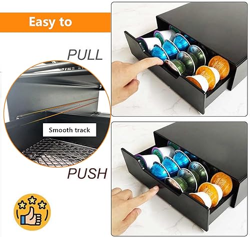 Vista 16 de Soporte para cápsulas de café para K Cup, NespressoOriginal, Dolce Gusto. Organizador de cajones de almacenamiento de cápsulas, dispensador