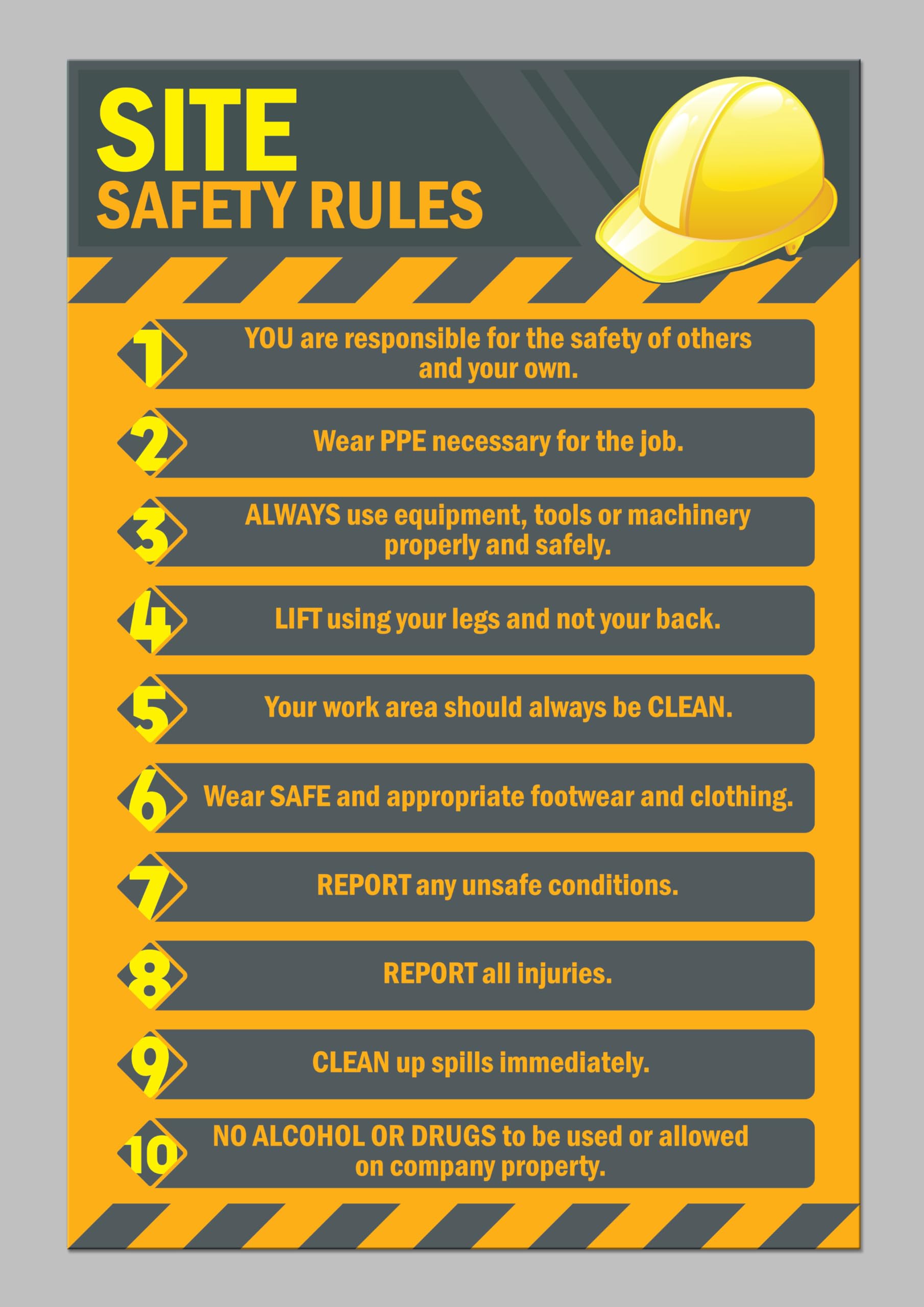 Site safety poster - 1mm flexible Plastic sign (600mm x 400mm)
