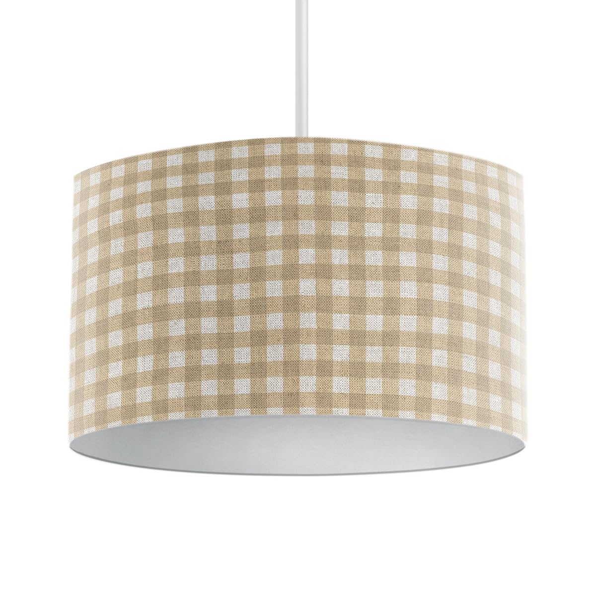 Harrison Cropper Sand Hillcrest Blush Gingham Drum Lampshade, Handmade, Flame Retardant, 40Mm Eu Fitting (, 25Cm Diameter)